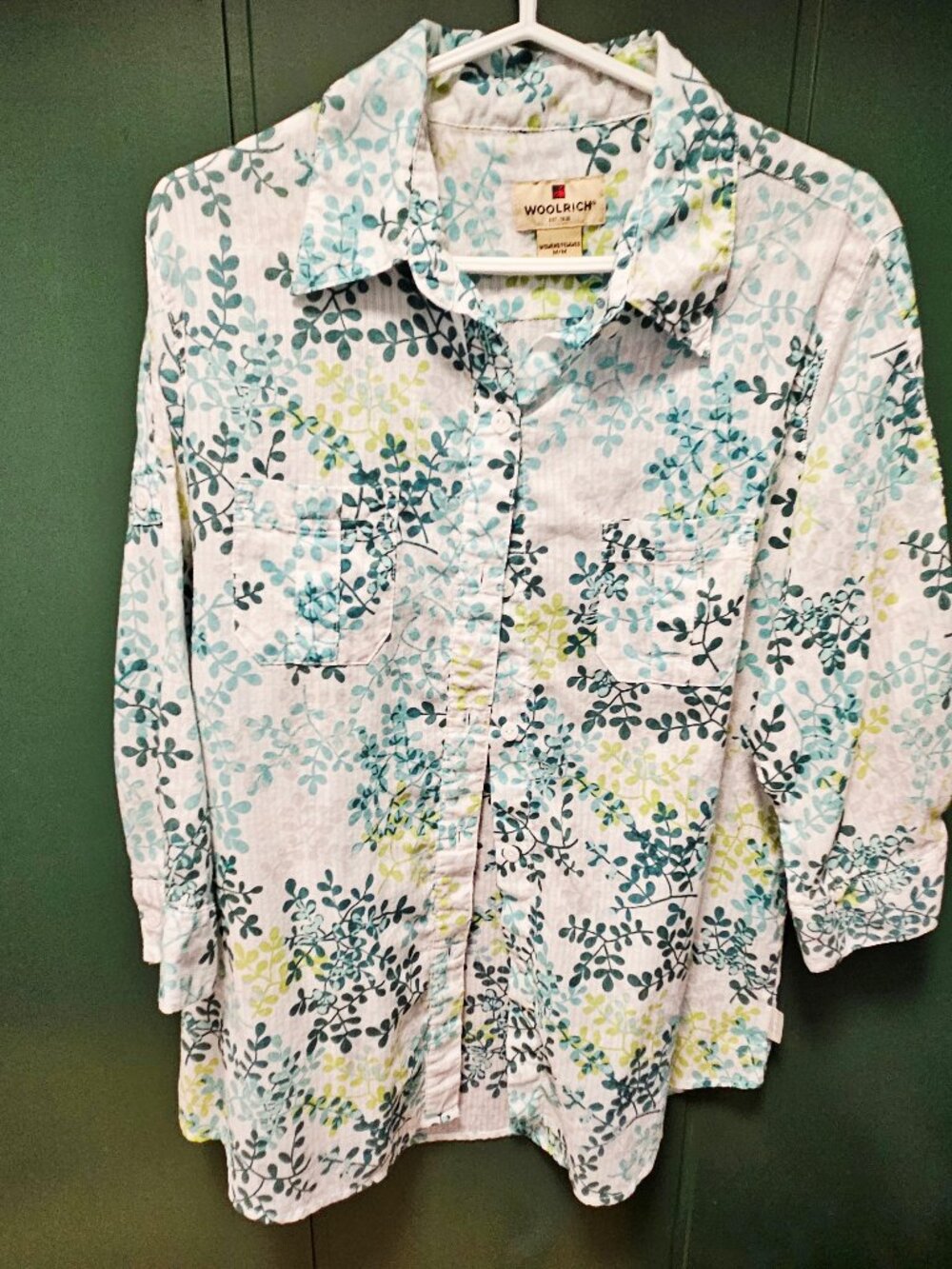 Woolrich Women's Cotton Floral Casual Blouse 3/4 sleeves Size M
